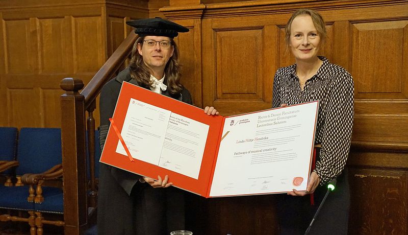 Linda bij de verdediging van haar proefschrift