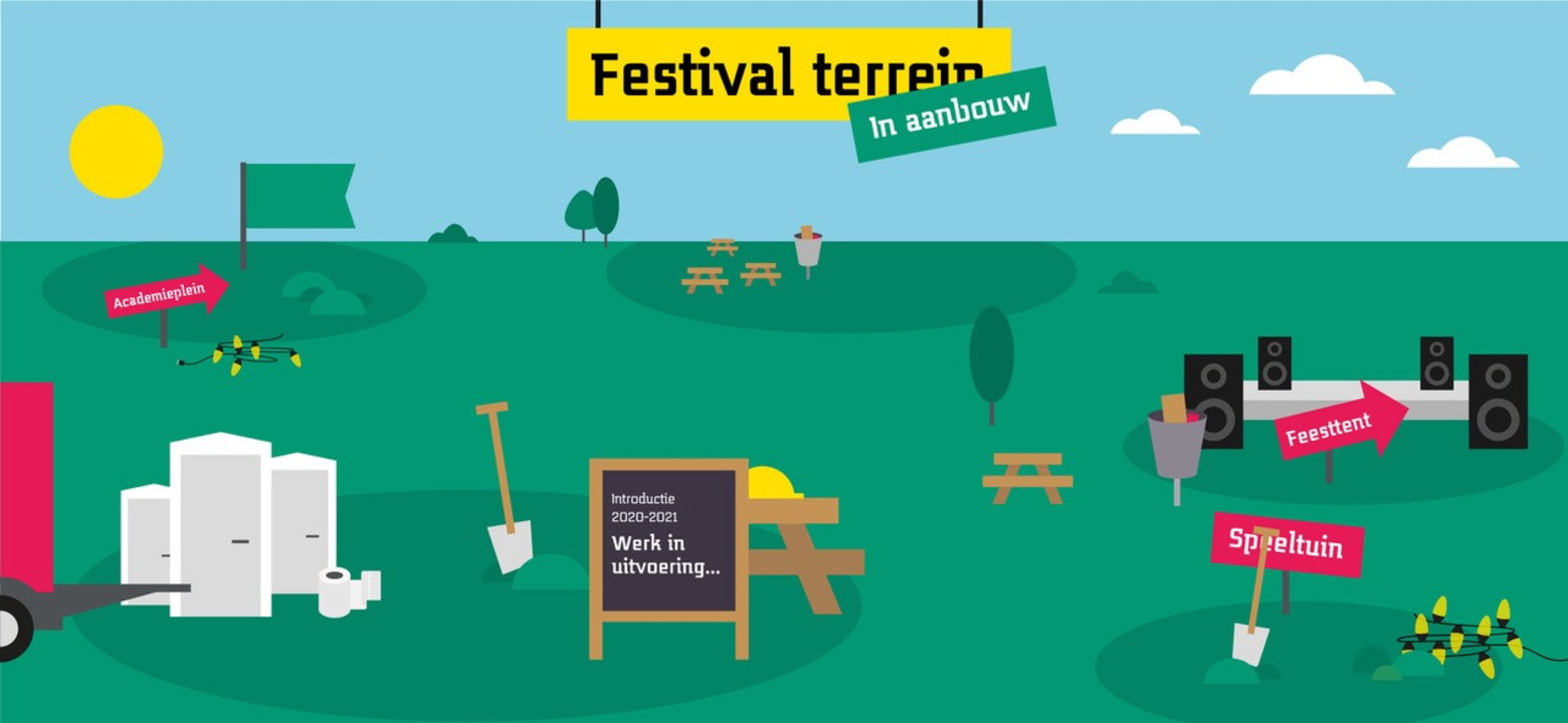 Saxion Introductie: festivalterrein in aanbouw