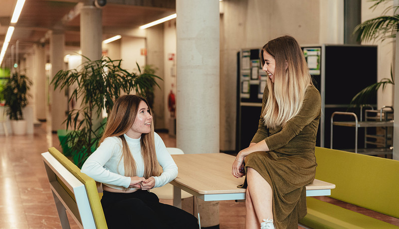 Two girls chatting