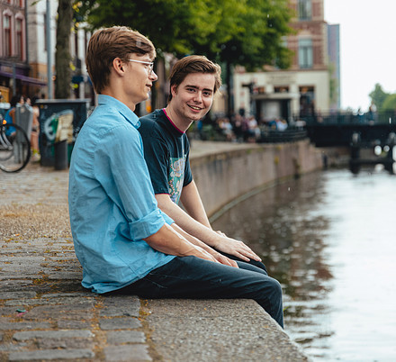 two boys at canal