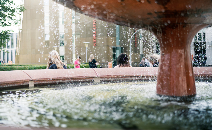 Doorkijkje fontein zernikecampus