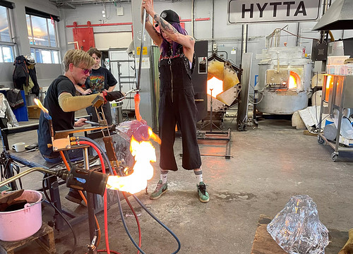 students working on metal