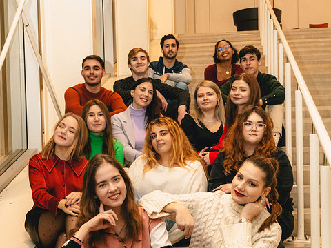 group of students on stairs