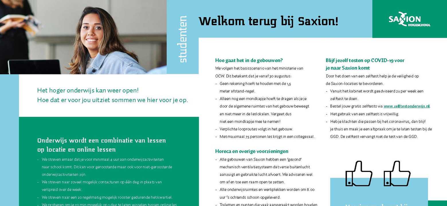 Lees alles over de lessen in de Saxion gebouwen