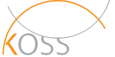 Oranje met grijze logo van koepelvereniging KOSS.